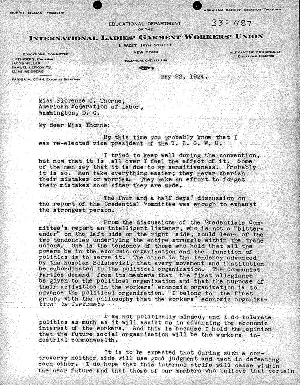 Florence Cohn letter page 1